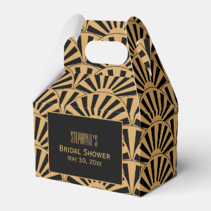 Möhippan Guld och Black Art Deco Fläkt Flowers Presentaskar