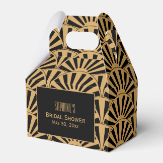 Möhippan Guld och Black Art Deco Fläkt Flowers Presentaskar