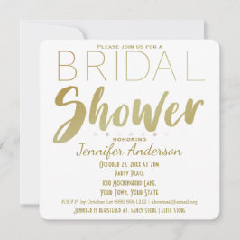 Möhippan guld och White Polka Dot Glamor Inbjudningar