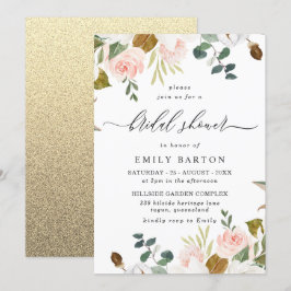 Möhippan Guld vid Blommigten Glitter Inbjudningar