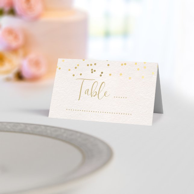 Möhippan guld vid  Rosa Bröllop Plattskort Placeringskort (A pretty pink place card with space for your table number and handwritten name & message inside)
