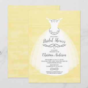 Möhippan gult Watercolor Bride Gown Inbjudningar