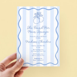 Möhippan Hand plockade Blue White Mediterranean Inbjudningar