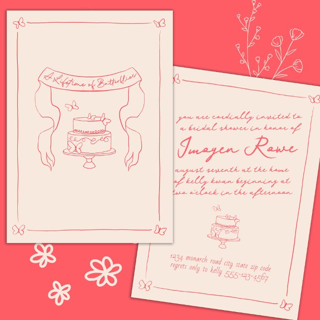 Möhippan hand plockade Whimsical Butterfly Theme Inbjudningar (a lifetime of butterflies bridal shower)