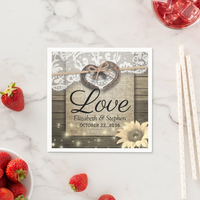 Möhippan Horseshoe Heart Snöre Solros Wood Pappersservett (Insitu)