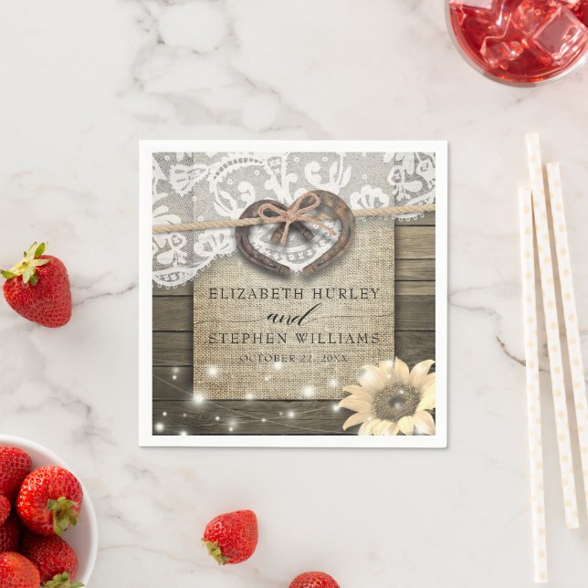 Möhippan Horseshoe Heart Snöre Solros Wood Pappersservett (Insitu)