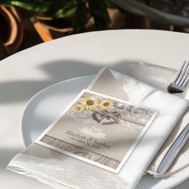 Möhippan Horseshoes Burlap Snöre Solblommor Pappersservett (Skapare uppladdad)