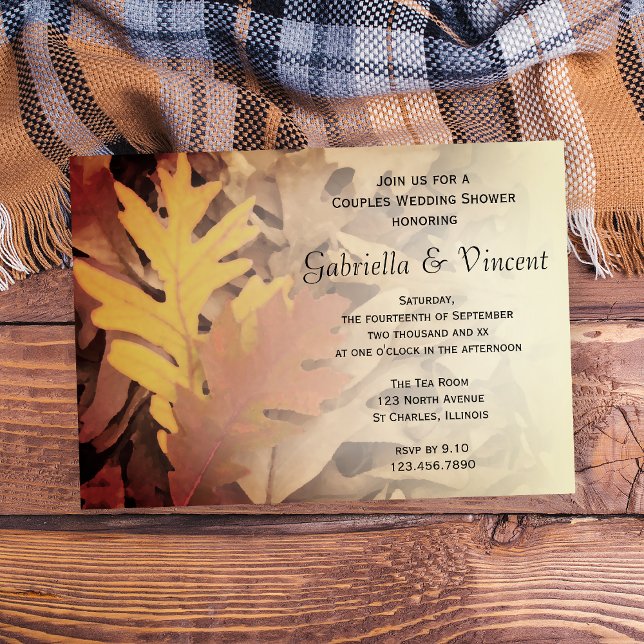 Möhippan Höst löv Par Inbjudningar (Fall in love with this Autumn Couples Wedding Shower Invitation)
