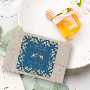 Möhippan Indigo & Honeycomb Golden Bee Fyrkantigt Klistermärke