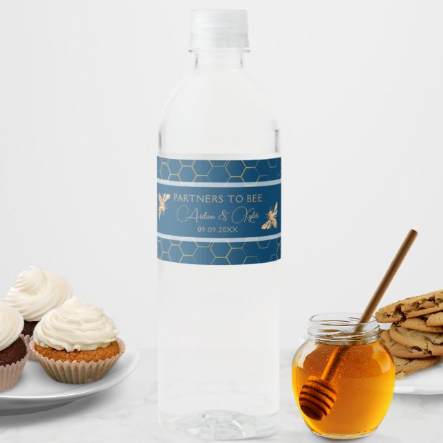 Möhippan Indigo & Honeycomb Golden Bee Vattenflaskor Etikett (Skapare uppladdad)