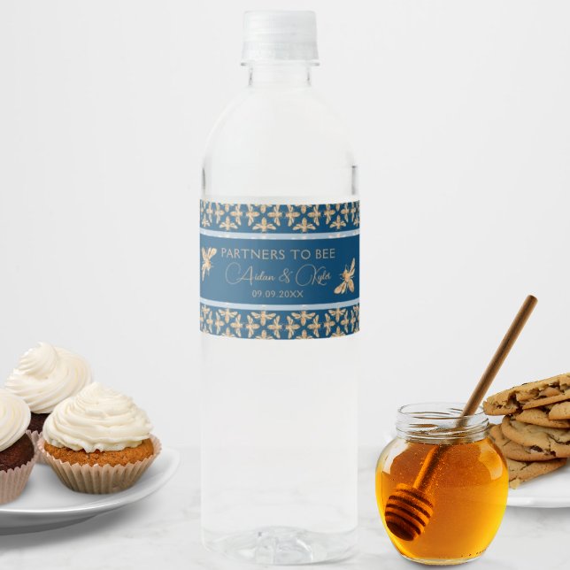 Möhippan Indigo & Honeycomb Golden Bee Vattenflaskor Etikett (Skapare uppladdad)