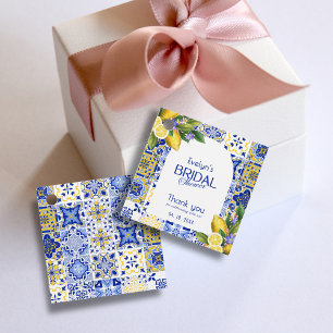 Möhippan Italienska Mosaic Blue Tile Lemons Gåvor Etiketter