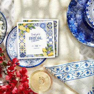 Möhippan Italienska Mosaic Blue Tile Lemons Pappersservett