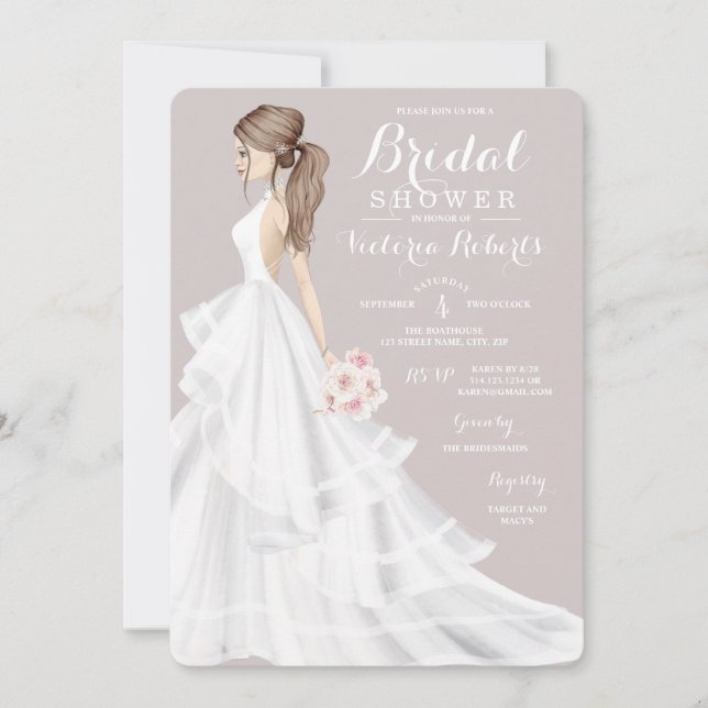 Möhippan Jordgubbe Blonde Bride Bröllop Gown Inbjudningar (Framsida)