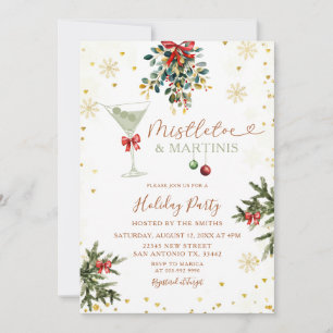 Möhippan Jul Mistletoe & Martini Guld Inbjudningar