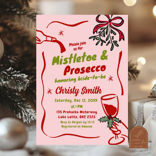 Möhippan Jul Mistletoe och Prosecco Inbjudningar