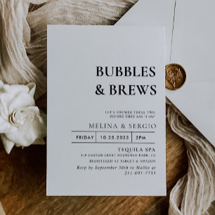 Möhippan Kalligrafi Bubbles & Brews Inbjudningar
