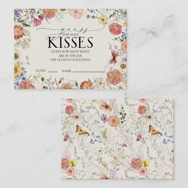 Möhippan Kisses-spel med pressad Wildblomma Tilläggskort (Fram/baksida)