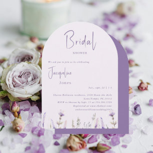 Möhippan Lavender Blommigt Arched Inbjudningar