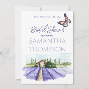 Möhippan Lavender Fält Modern Provence Baby Inbjudningar