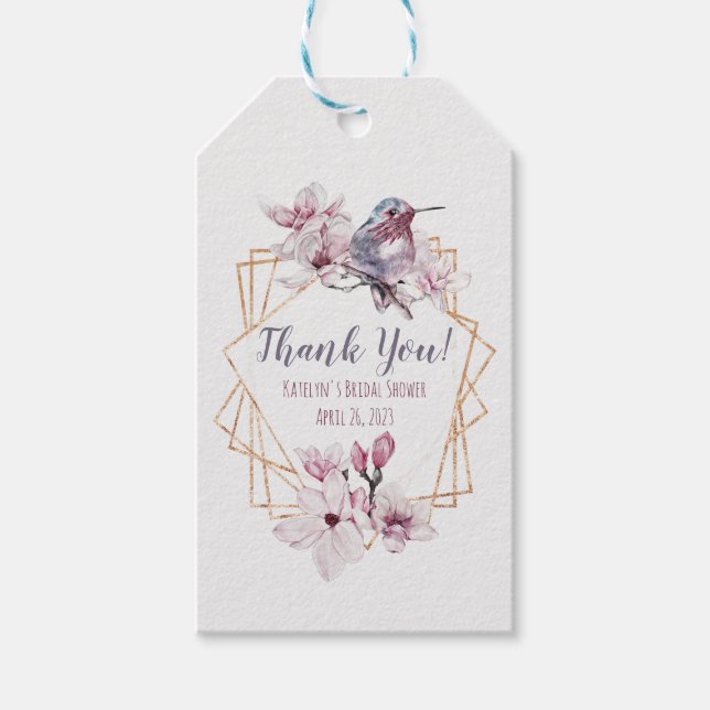 Möhippan Lavender & Guld Hummingbird Thned Presentetikett (Framsidan)