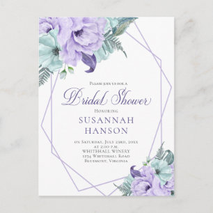 Möhippan Lavender och Mint Geometric Peonies Vykort