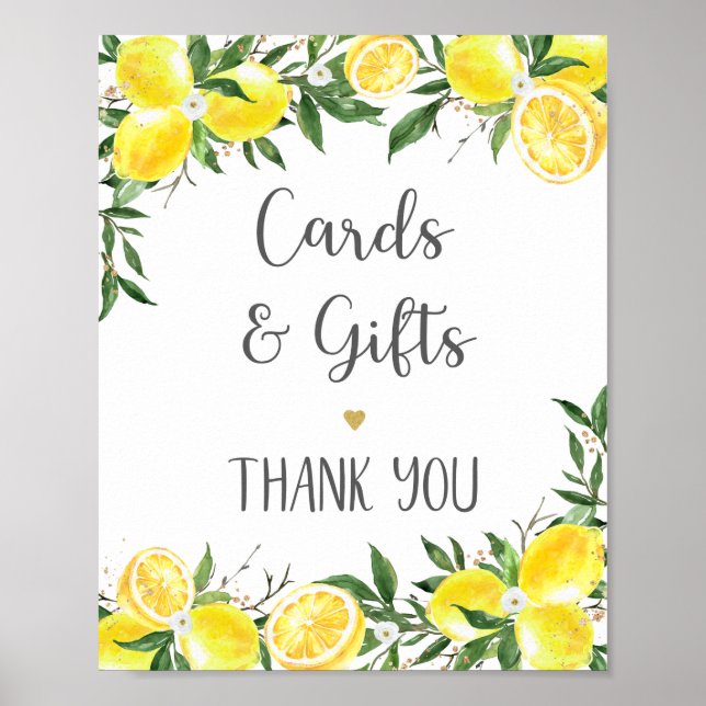 Möhippan Lemon Greenery Guld Cards & Gifts Poster (Framsidan)
