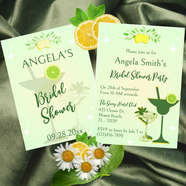 Möhippan Lemon Grönt Cocktail Party Inbjudningar (Skapare uppladdad)