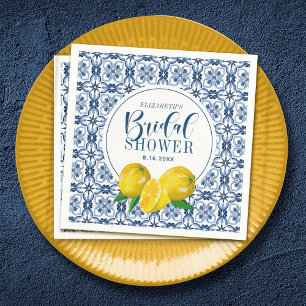 Möhippan Lemon Italienska Blue Tile Bröllop Pappersservett