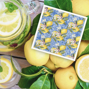 Möhippan Lemons & Blue Mediterranean Tile Pappersservett