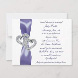 Möhippan lila Blue Diamond Hearts Inbjudningar