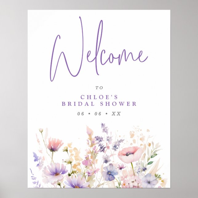 Möhippan Lilac Vild Flowers Välkommen Poster (Framsidan)