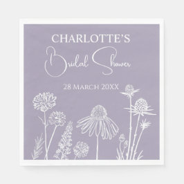 Möhippan Lilac Wildblommor Sketched Blommigt Pappersservett