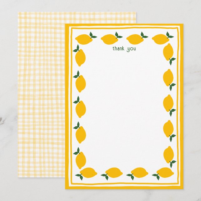 Möhippan Little Lemons ANPASSNINGSBAR Tack Kort (Fram/baksida)