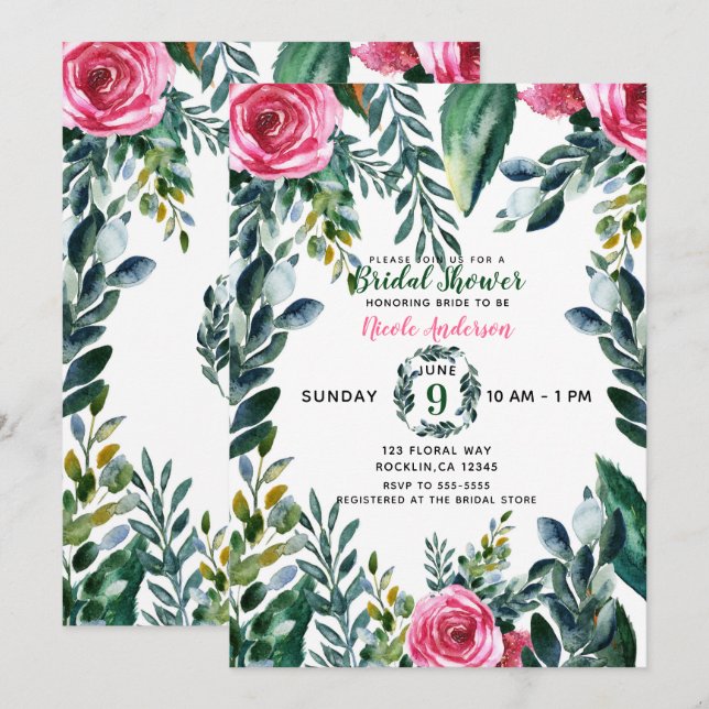 Möhippan Löv för botaniska vattenfärgsfärger, Vint Inbjudningar (Fram/baksida)