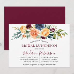 Möhippan Lunch Burgundy med blandad Blommigt Inbjudningar