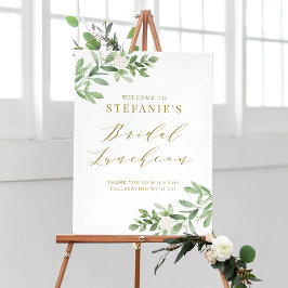 Möhippan Luncheon i Greenery and White Flowers Gul Poster