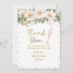 Möhippan Magnolia Watercolor Champagne Glass Tack Kort