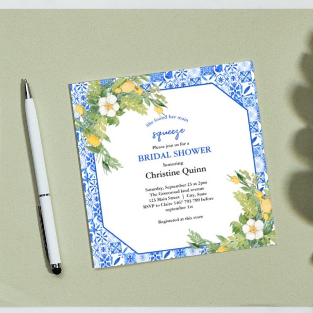 Möhippan Main Squeeze Lemon och Moroccan Tile Inbjudningar (Skapare uppladdad)