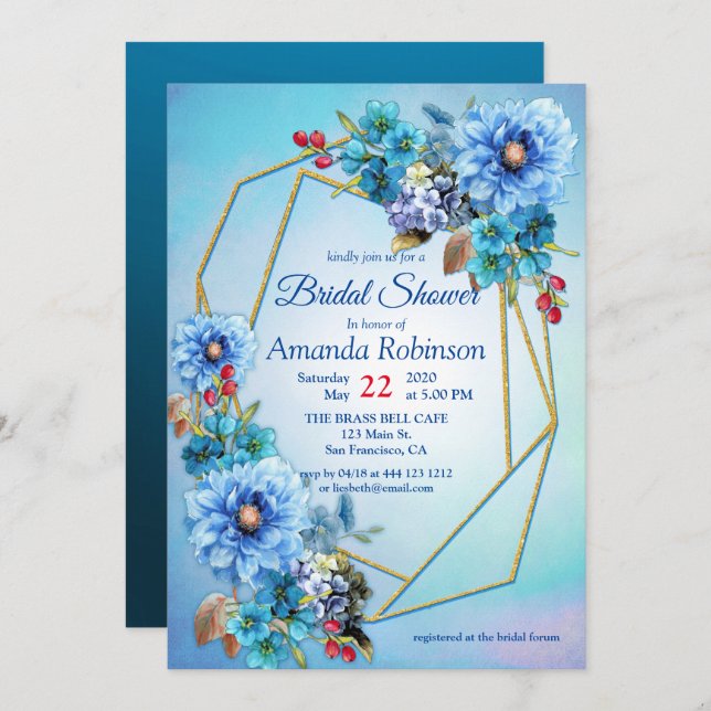 Möhippan Måne-blomma med illustrerad vattenfärg Inbjudningar (Fram/baksida)