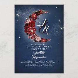 Möhippan Måne i Blommigt vid flottan och Burgundy Inbjudningar