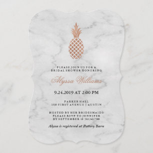 Möhippan Marble och Faux Ro Guld Pineapple Inbjudningar