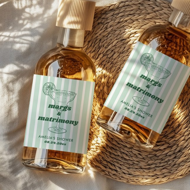 Möhippan Margs & Matrimony Retro Bachelorette Spritflaskor Etikett (Skapare uppladdad)