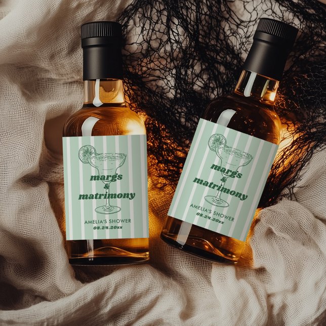 Möhippan Margs & Matrimony Retro Bachelorette Spritflaskor Etikett (Skapare uppladdad)