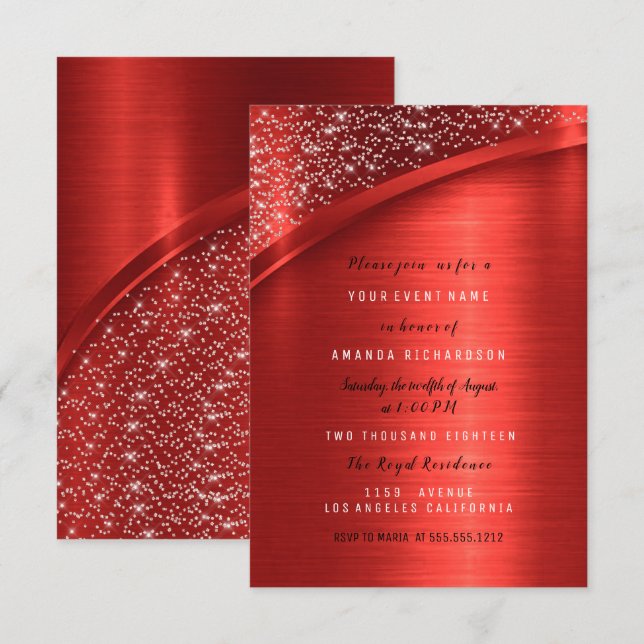 Möhippan Marsala Burgundy Glitter födelsedag Inbjudningar (Fram/baksida)