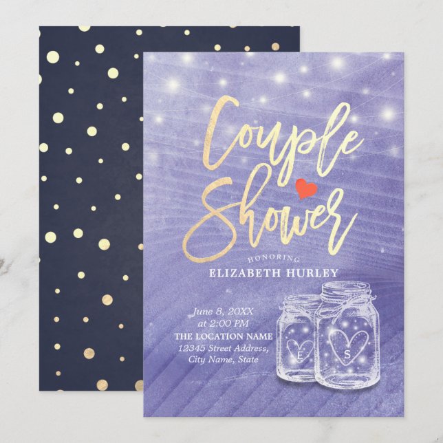 Möhippan Mason Burk par Shower Inbjudningar (Fram/baksida)