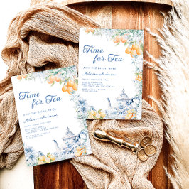 Möhippan Medelhavet Blue och Lemon Tea Party Inbjudningar