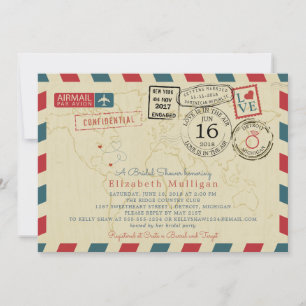 Möhippan Michigan World Traveler Airmail Inbjudningar