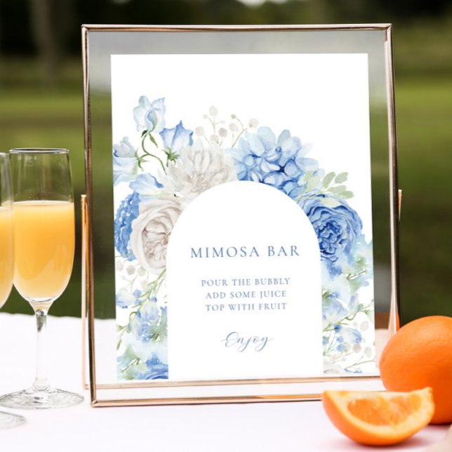 Möhippan Mimosa Pub-tecken för Blue Blommigt Arch  Poster (Skapare uppladdad)