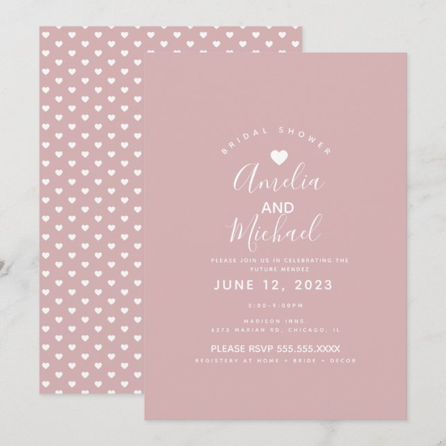 Möhippan Minimal enkel Rosa-hörn Inbjudningar (Fram/baksida)